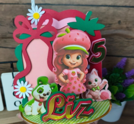 Arquivo de Topo de bolo VELA 3D - MORANGUINHO